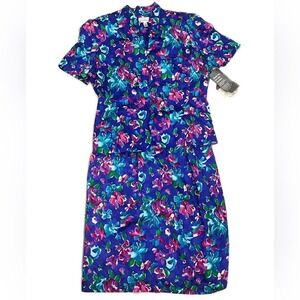 Adrianna‎ Papell NWT Vintage 100% Silk Vibrant Floral Skirt Set- Size 14